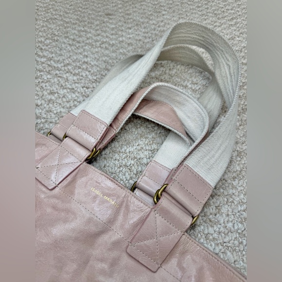 Isabel Marant Wardy Pale Pink Double Handle Leather Tote Bag. - Picture 2 of 7